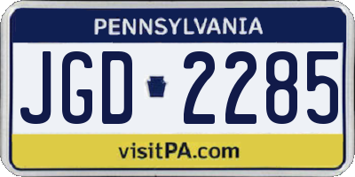 PA license plate JGD2285