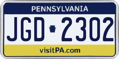 PA license plate JGD2302