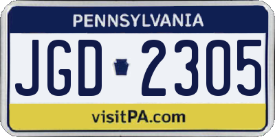 PA license plate JGD2305