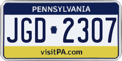 PA license plate JGD2307
