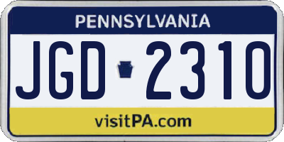 PA license plate JGD2310