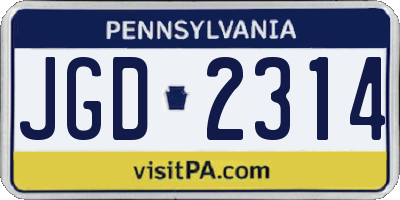 PA license plate JGD2314