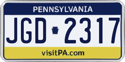 PA license plate JGD2317