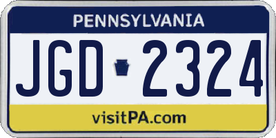 PA license plate JGD2324
