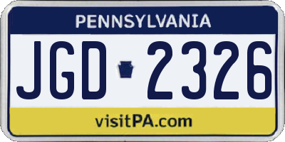 PA license plate JGD2326