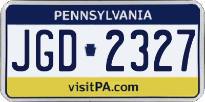 PA license plate JGD2327