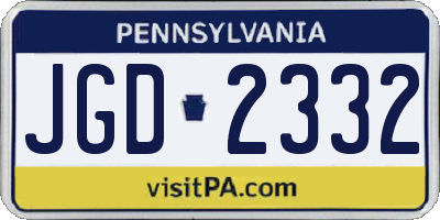 PA license plate JGD2332
