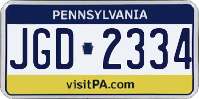 PA license plate JGD2334