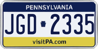 PA license plate JGD2335
