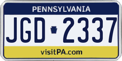 PA license plate JGD2337