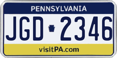 PA license plate JGD2346