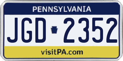 PA license plate JGD2352