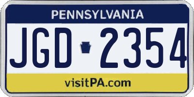 PA license plate JGD2354