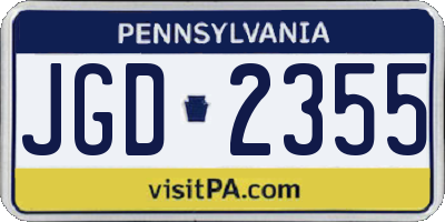 PA license plate JGD2355