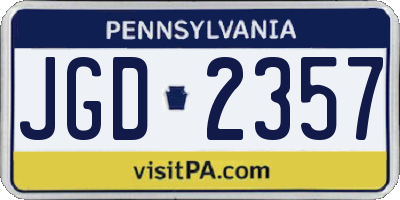 PA license plate JGD2357