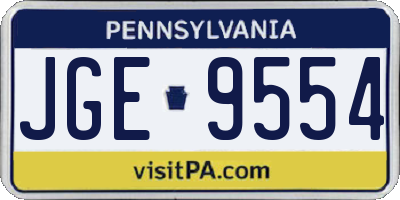 PA license plate JGE9554