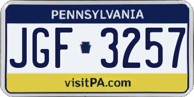 PA license plate JGF3257