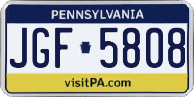 PA license plate JGF5808