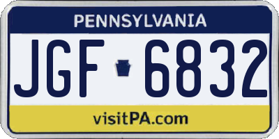 PA license plate JGF6832