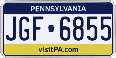 PA license plate JGF6855