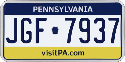 PA license plate JGF7937