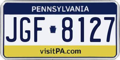 PA license plate JGF8127