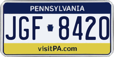 PA license plate JGF8420