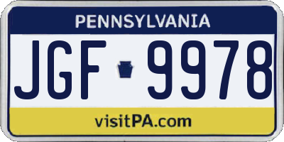 PA license plate JGF9978