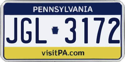 PA license plate JGL3172