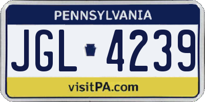 PA license plate JGL4239
