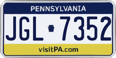 PA license plate JGL7352