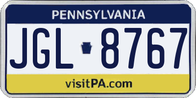 PA license plate JGL8767