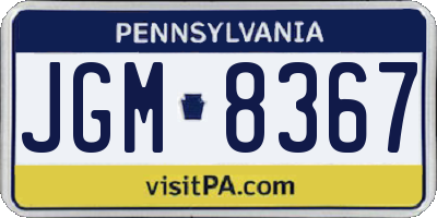 PA license plate JGM8367