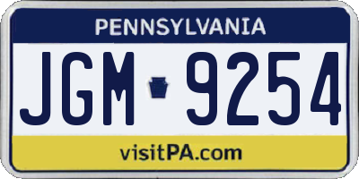 PA license plate JGM9254