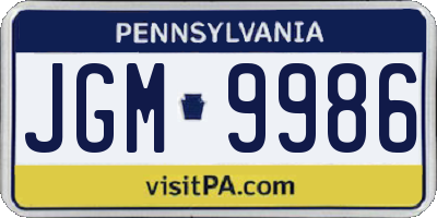PA license plate JGM9986