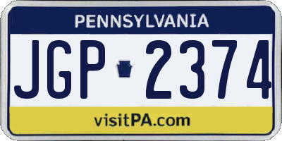 PA license plate JGP2374