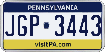 PA license plate JGP3443