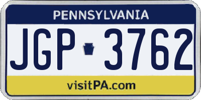 PA license plate JGP3762