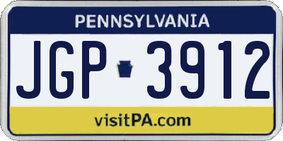 PA license plate JGP3912