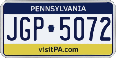 PA license plate JGP5072