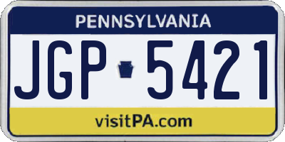 PA license plate JGP5421