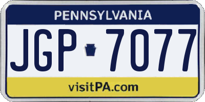 PA license plate JGP7077