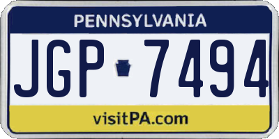 PA license plate JGP7494