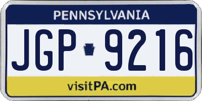 PA license plate JGP9216
