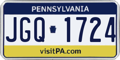 PA license plate JGQ1724
