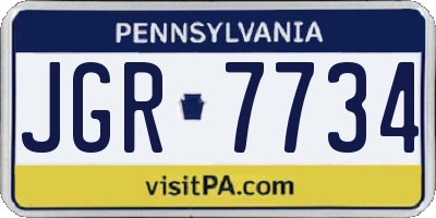 PA license plate JGR7734