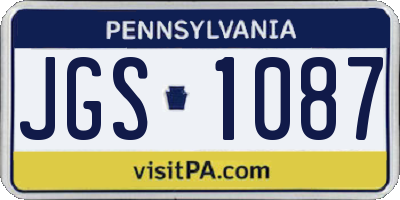 PA license plate JGS1087