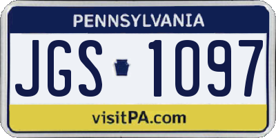 PA license plate JGS1097