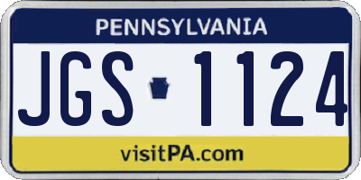 PA license plate JGS1124