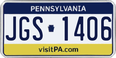 PA license plate JGS1406